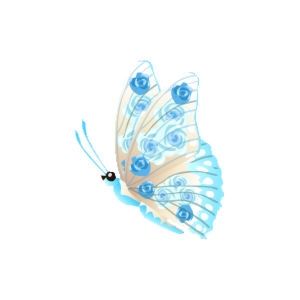 Blue Floral Butterfly